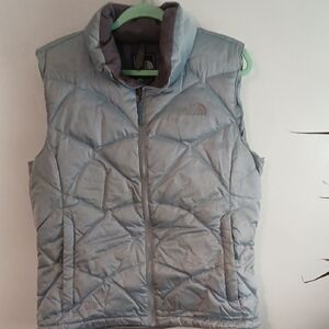 Womens The North Face Sky Blue Quilted Vest Sz: L